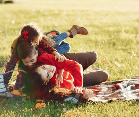 Picnic with children in nature