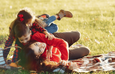 Picnic with children in nature