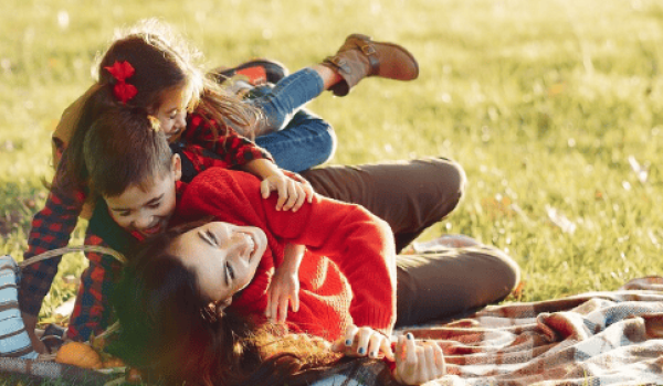 Picnic with children in nature