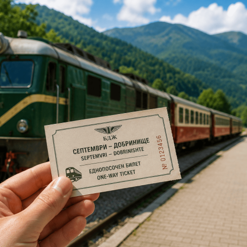 Narrow gauge railway Bulgaria ticket from Septemvri to Dobrinishte